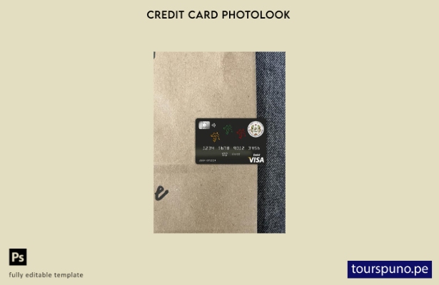 listo para imprimir plantilla frontal de aspecto fotográfico de tarjeta visa  48